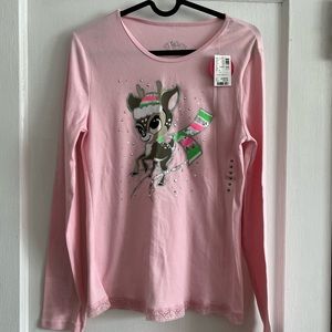NWT Justice Girls Pink Winter Reindeer with Sequins Size 18